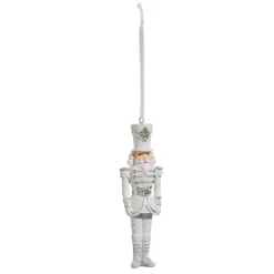 The Jolly Christmas Shop Raz 5" White And Silver Nutcracker Christmas Ornament 4457622