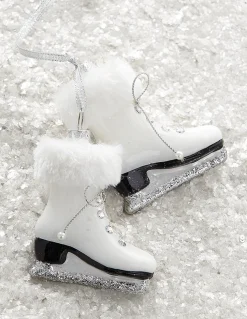 Hot The Jolly Christmas Shop Raz 5.5" White Fur Trim Skates Glass Christmas Ornament 4220921