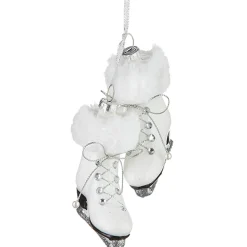 Hot The Jolly Christmas Shop Raz 5.5" White Fur Trim Skates Glass Christmas Ornament 4220921
