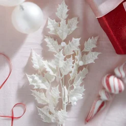 Outlet The Jolly Christmas Shop Raz 29" White Glittered Holly Christmas Tree Spray F4322740