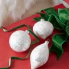 Discount The Jolly Christmas Shop Raz 4" White Matte Crackle Glass Christmas Ornament 4322857