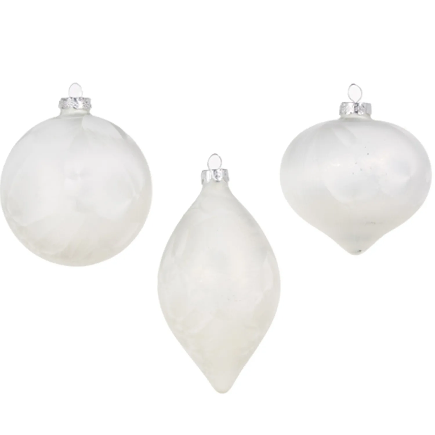 Discount The Jolly Christmas Shop Raz 4" White Matte Crackle Glass Christmas Ornament 4322857