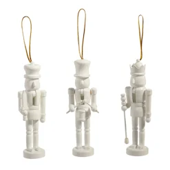 Clearance The Jolly Christmas Shop Raz 5.75" White Nutcracker Christmas Ornament Set Of 3 4422800