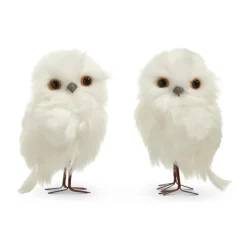 Discount The Jolly Christmas Shop Raz 4.5" White Owl Christmas Ornament Set Of 2 4403451