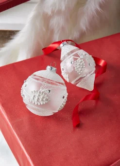 The Jolly Christmas Shop Raz 4" White Textured Pinecone Glass Christmas Ornament 4324587