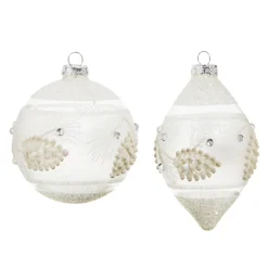 The Jolly Christmas Shop Raz 4" White Textured Pinecone Glass Christmas Ornament 4324587