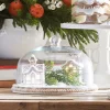 Online The Jolly Christmas Shop Raz 11.75" Whitewash Beaded Wooden Tray With Cloche 4424402