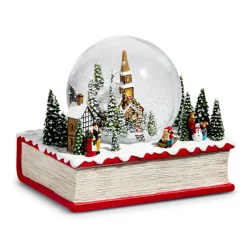 Discount The Jolly Christmas Shop Raz 7.5" Winter Church Musical Water Globe On Book Christmas Decoration 4415554