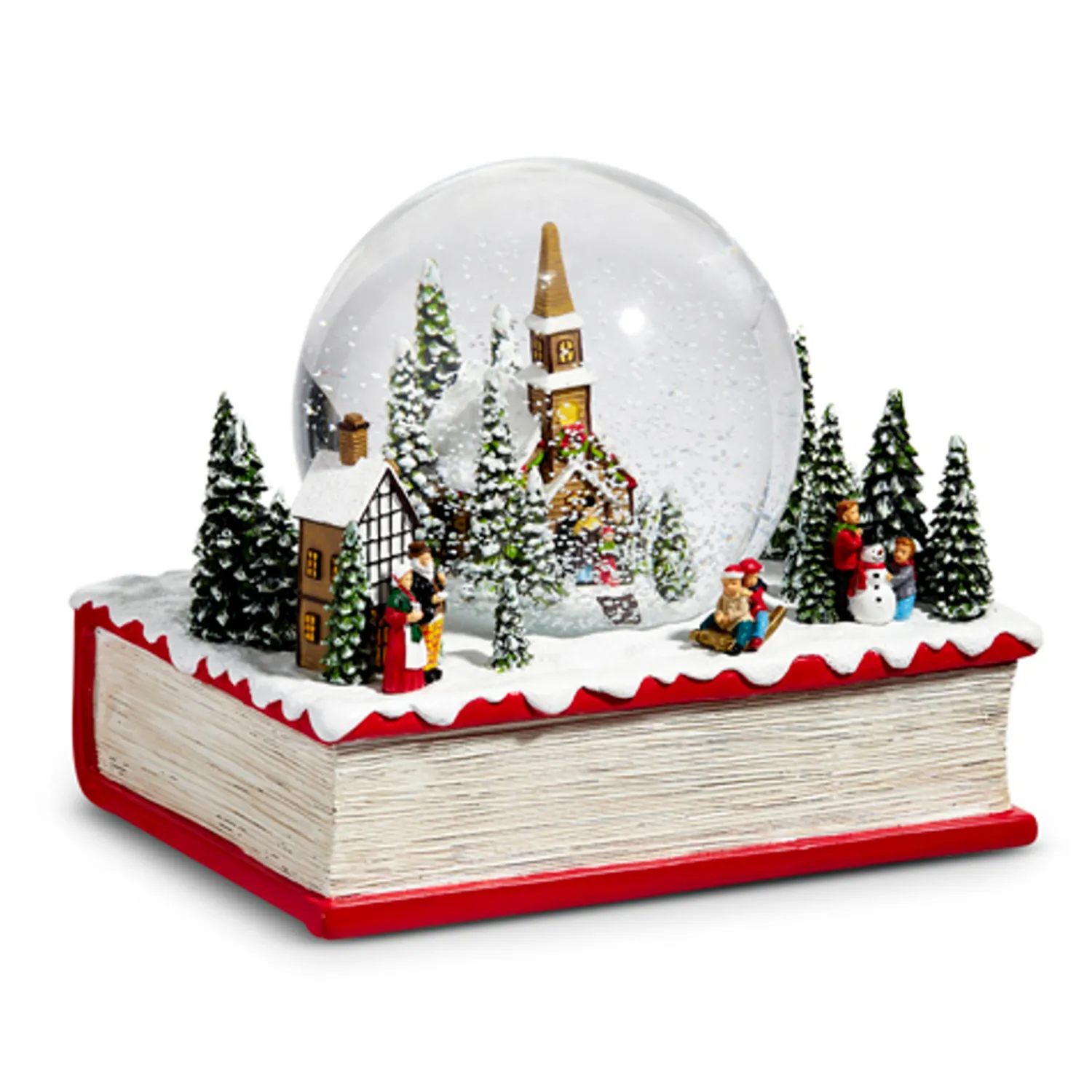 Discount The Jolly Christmas Shop Raz 7.5" Winter Church Musical Water Globe On Book Christmas Decoration 4415554