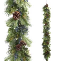 New The Jolly Christmas Shop Raz 6' X 12" Cedar, Pine, And Blue Berries Christmas Garland G4402310