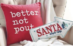 Best The Jolly Christmas Shop Raz Better Not Pout Or Santa Stops Here Christmas Pillow