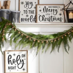 Hot The Jolly Christmas Shop Raz Black And White Wooden Framed Metal Christmas Signs