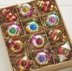 Outlet The Jolly Christmas Shop Raz Box Of 12 3.25" Bright Vintage Glass Christmas Ornaments 4120894