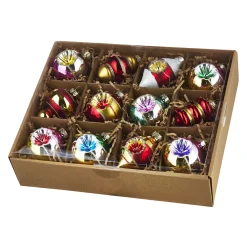 Outlet The Jolly Christmas Shop Raz Box Of 12 3.25" Bright Vintage Glass Christmas Ornaments 4120894