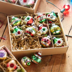 Sale The Jolly Christmas Shop Raz Box Of 12 3.25" Vintage Glass Christmas Ornament Set 4320850