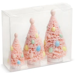 Discount The Jolly Christmas Shop Raz Box Of 3 Pink Bottle Brush Trees With Egg Ornaments 4415510