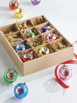Discount The Jolly Christmas Shop Raz Box Of 2" Vintage Reflector Glass Christmas Ornament 4220974