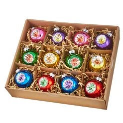 Discount The Jolly Christmas Shop Raz Box Of 2" Vintage Reflector Glass Christmas Ornament 4220974
