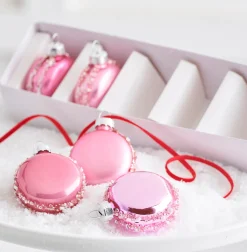 Best The Jolly Christmas Shop Raz Box Pink Macaroon Glass Christmas Ornaments Set Of 5 4422910