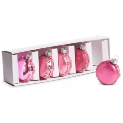 Best The Jolly Christmas Shop Raz Box Pink Macaroon Glass Christmas Ornaments Set Of 5 4422910