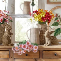 Sale The Jolly Christmas Shop Raz Brown Basketweave Wicker Set Of 2 Rabbits Easter Decoration 4411069