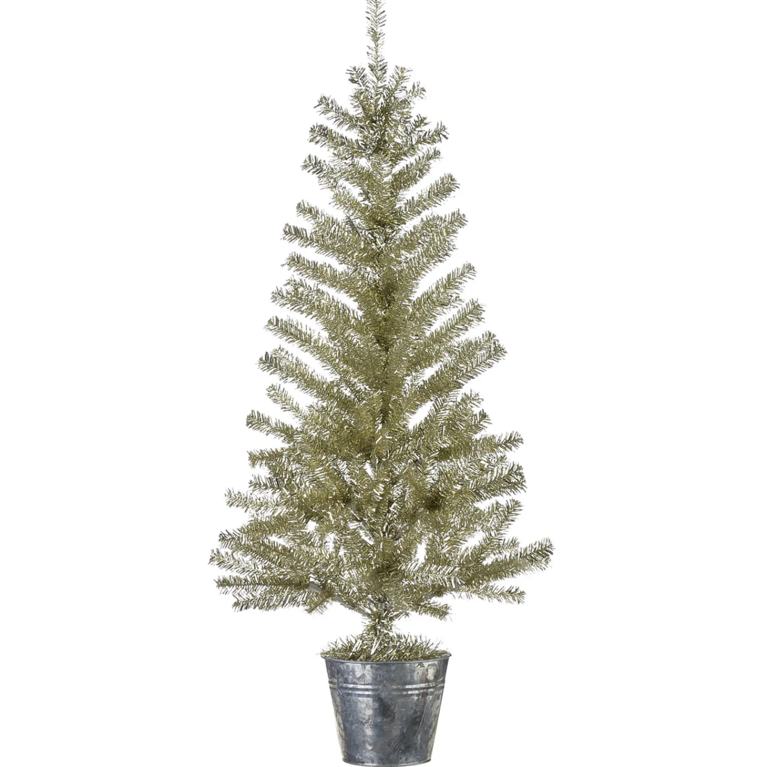 Hot The Jolly Christmas Shop Raz Champagne Tinsel Tree In Galvanized Bucket Christmas Decoration