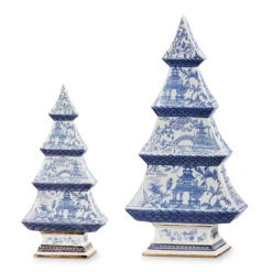 Sale The Jolly Christmas Shop Raz Chinoiserie Delft Blue Christmas Tree Figures