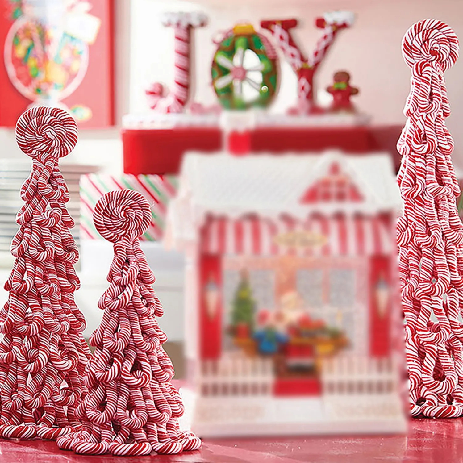 Discount The Jolly Christmas Shop Raz Claydough Peppermint Candy Tree Christmas Figure Set Of 3 3116231