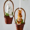 Clearance The Jolly Christmas Shop Raz Eric Cortina 5.5" Basket With Bunny Glass Easter Ornament 4453104