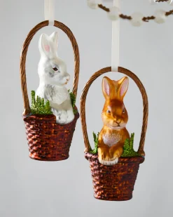 Clearance The Jolly Christmas Shop Raz Eric Cortina 5.5" Basket With Bunny Glass Easter Ornament 4453104