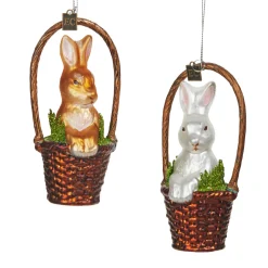 Clearance The Jolly Christmas Shop Raz Eric Cortina 5.5" Basket With Bunny Glass Easter Ornament 4453104