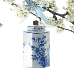 Online The Jolly Christmas Shop Raz Eric Cortina 3.5" Blue Delft Ginger Jar Glass Christmas Ornament 3953036