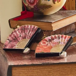 The Jolly Christmas Shop Raz Eric Cortina 4.25" Chinese Floral Fan Glass Christmas Ornament 4353138