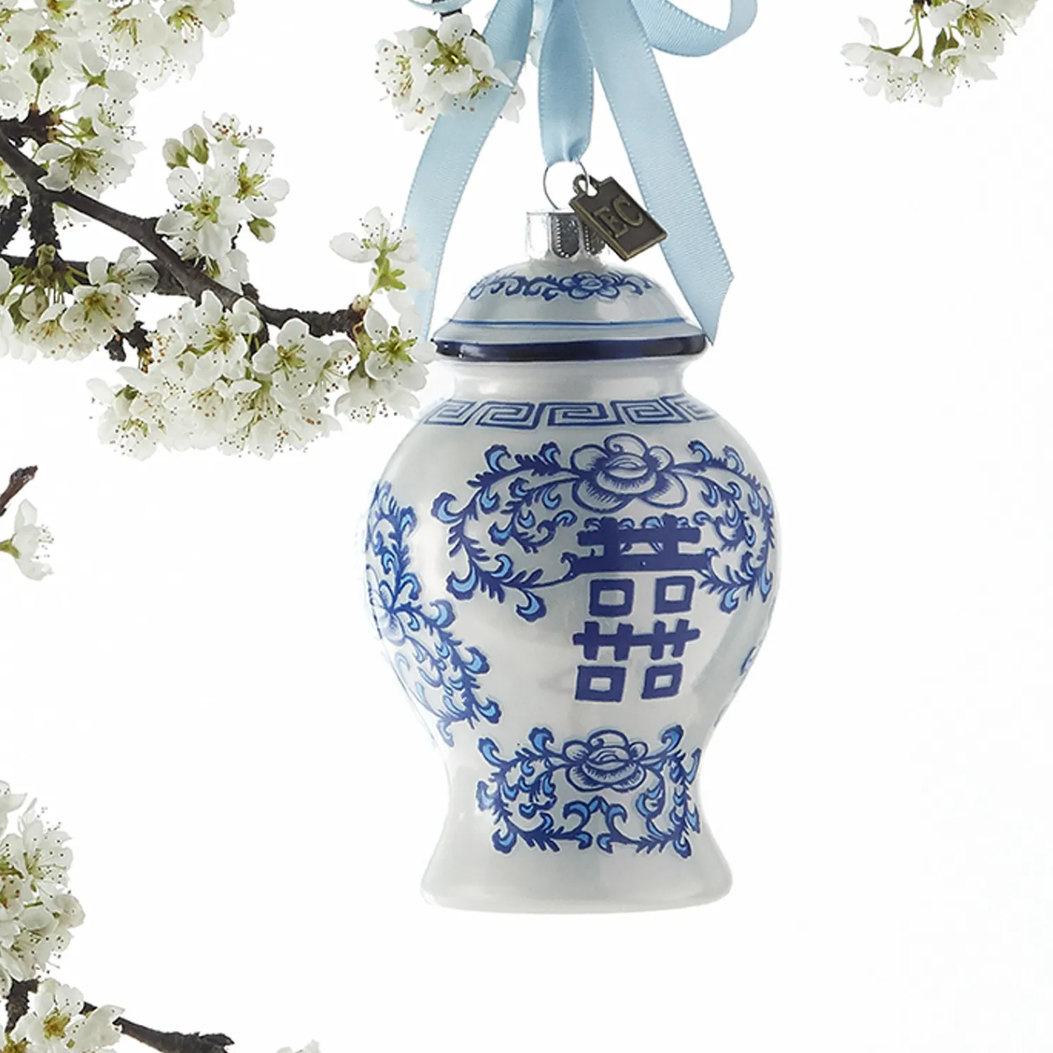 Online The Jolly Christmas Shop Raz Eric Cortina 4" Delft Ginger Jar Glass Christmas Ornament 3953034