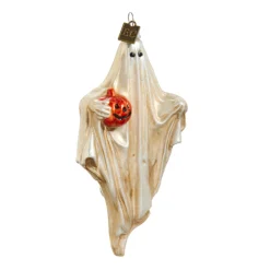 Discount The Jolly Christmas Shop Raz Eric Cortina 5.5" Friendly Ghost With Pumpkin Glass Halloween Ornament 4453109