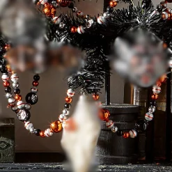 Best The Jolly Christmas Shop Raz Eric Cortina 6' Halloween Black And Orange Reflector Ball Glass Garland G4453120
