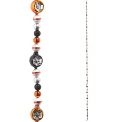 Best The Jolly Christmas Shop Raz Eric Cortina 6' Halloween Black And Orange Reflector Ball Glass Garland G4453120