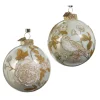 Discount The Jolly Christmas Shop Raz Eric Cortina 3.5" Ivory And Gold Flora And Fauna Ball Glass Christmas Ornament 4453144