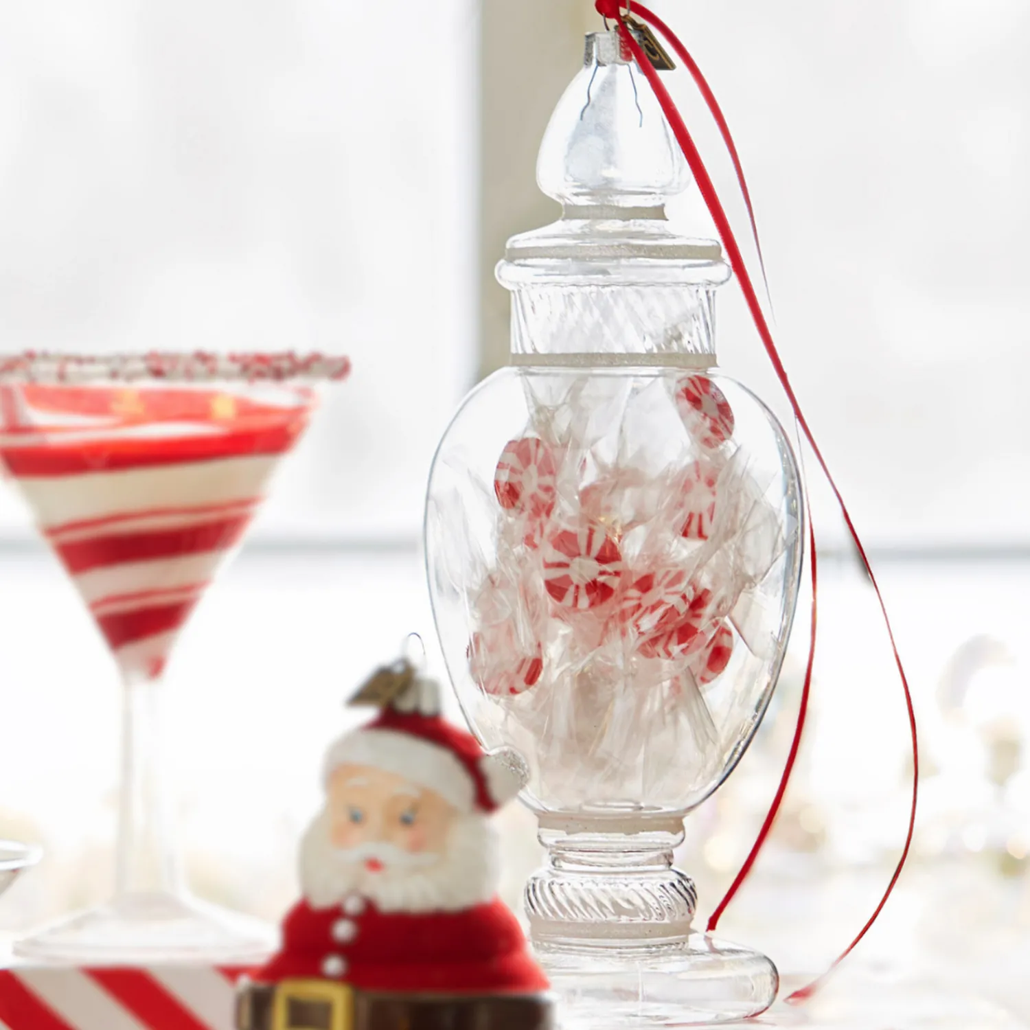Online The Jolly Christmas Shop Raz Eric Cortina 8.25" Large Peppermint Candy Jar Glass Christmas 4453127