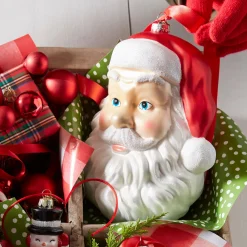 Clearance The Jolly Christmas Shop Raz Eric Cortina 8" Large Santa Face Blow Mold Glass Christmas 4453175