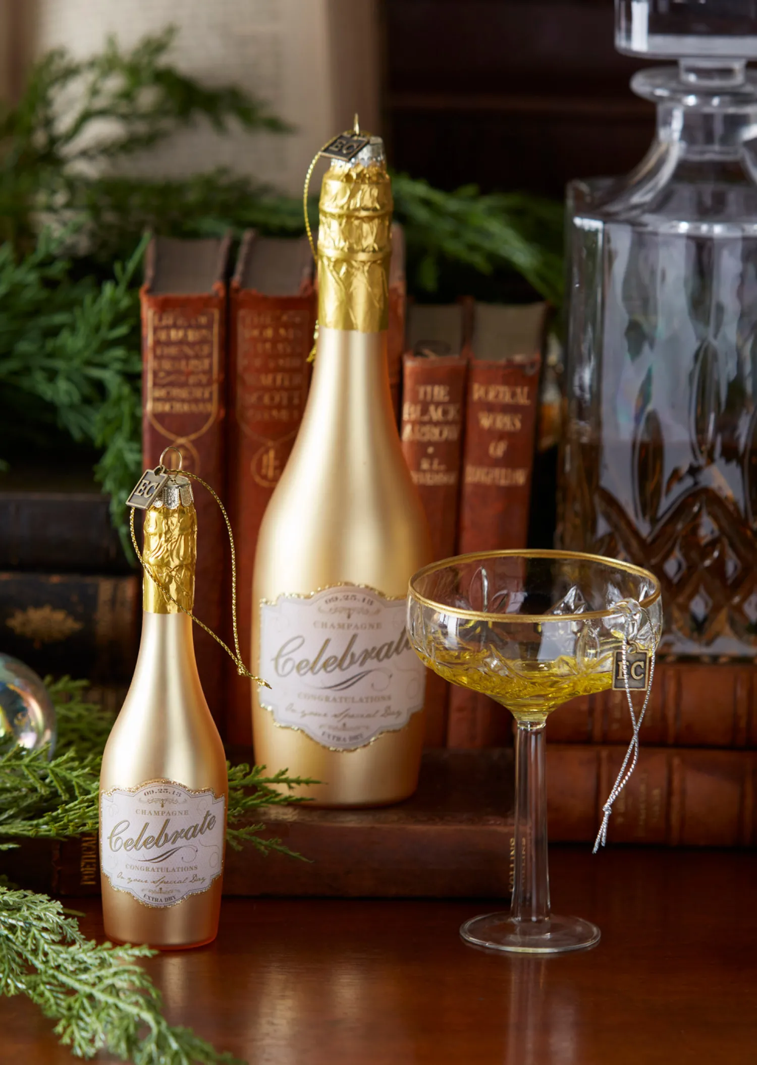 Discount The Jolly Christmas Shop Raz Eric Cortina 5.75" Or 8.25" Congratulations Gold Champagne Glass Christmas Ornament
