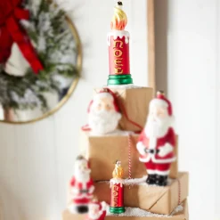 Online The Jolly Christmas Shop Raz Eric Cortina 5.5" Or 8" Noel Blow Mold Candle Glass Christmas Ornament