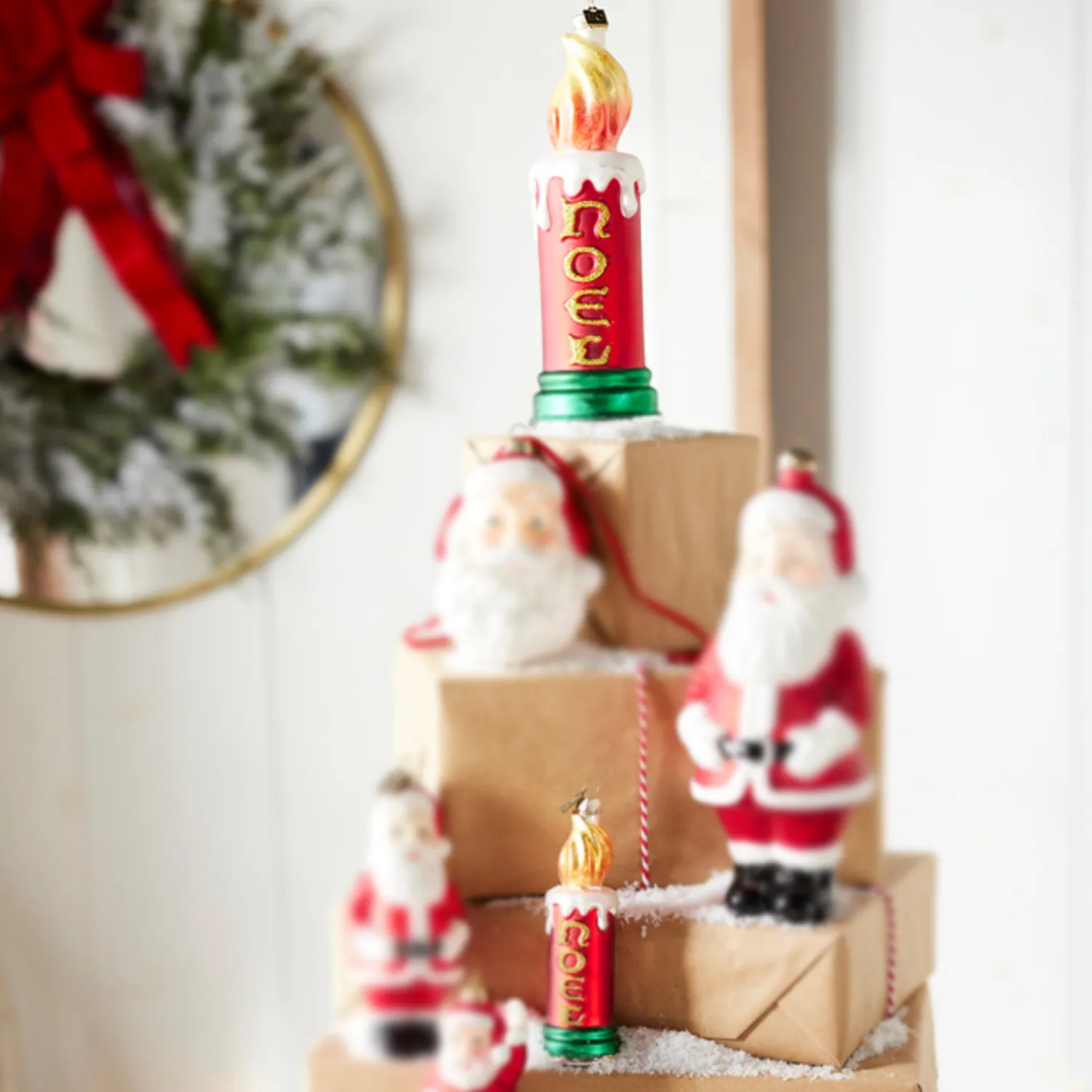 Online The Jolly Christmas Shop Raz Eric Cortina 5.5" Or 8" Noel Blow Mold Candle Glass Christmas Ornament