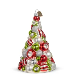 The Jolly Christmas Shop Raz Eric Cortina 5.5" Red, Green, And White Reflector Tree Glass Christmas Ornament 4353167