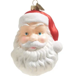 Hot The Jolly Christmas Shop Raz Eric Cortina 4" Santa Face Blow Mold Glass Christmas Ornament 4353114