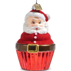 Discount The Jolly Christmas Shop Raz Eric Cortina 4" Santa Or Snowman Cupcake Glass Christmas Ornament
