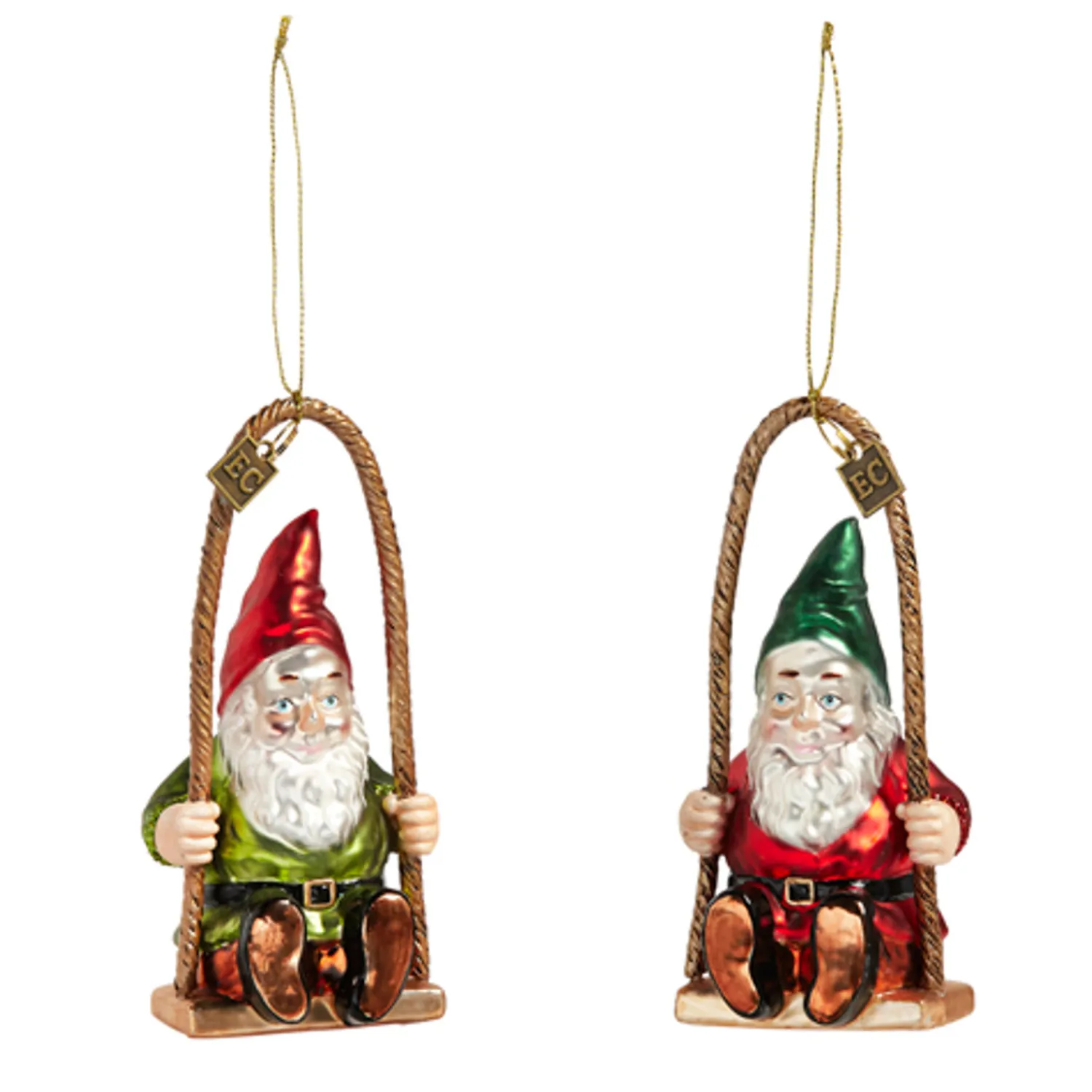Sale The Jolly Christmas Shop Raz Eric Cortina 5.5" Swing Time Gnome Glass Christmas Ornament 4453130