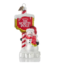 Sale The Jolly Christmas Shop Raz Eric Cortina 5.5" The North Pole Glass Christmas Ornament 4253119