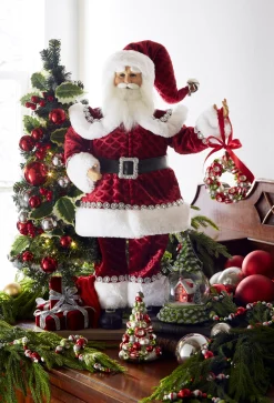 Best The Jolly Christmas Shop Raz Eric Cortina 24" Traditional Jeweled Santa With Lighted Christmas Tree Figure 4415628