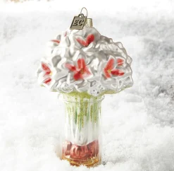New The Jolly Christmas Shop Raz Eric Cortina 5" White Amaryllis In Vase Glass Christmas Ornament 4053126